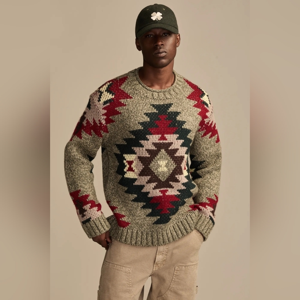 Lucky Brand Aztec Wool Novelty Crew Sweater NWT S M L XL XXL - Picture 4 of 10